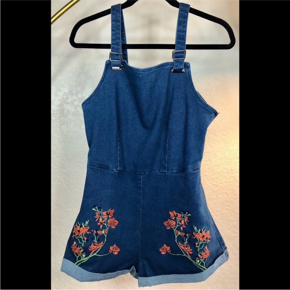 NWT Finders Keeper denim embroidered romper